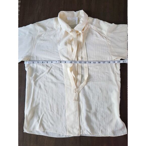 Chloe Ivory Silk Neck Tie Long Sleeve Collar Blouse Women's Size 34 Vanilla Ice - Picture 12 of 14